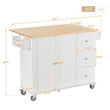 Rolling Mobile Kitchen Island with Solid Wood Top Locking Wheels,52.7 Inch Width,Storage Cabinet WF287035AAW
