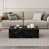 ZUN 39.3*23.6*11.8 Inch Black Marble Texture MDF Coffee Table - Luxurious Design, Perfect Living Room W1151P234029