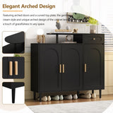 ZUN ON-TREND Elegant Shoe Cabinet with Arched Doors and Drawer, Cream Style Storage Sideboard with WF321210AAB