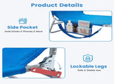 Folding Adjustable Chaise Lounge Chair, Portable Beach Lounge Chair with Backpack Straps & Side 83765864