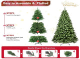 7ft Pre-Lit PVC Christmas Tree 400 UL Lights, 1072 Tips, Auto-Unfold Memory Wire, Easy Assembly T3637P338367