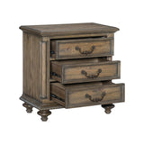 Traditional Vintage Style 1pc Nightstand of 3 Drawers Metal Hardware Weathered Pecan Finish Classic B011P186802