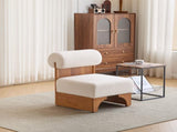 Modern Boucle Lounge Chair with Solid Wood Frame and Rolled Backrest, Soft and Durable Boucle N767P256409B
