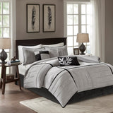 7 Piece Faux Suede Comforter Set Grey King B03596798