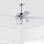 ZUN 52" 3-Light Chrome Drum Shade LED Ceiling Fan + Remote, Traditional Farmhouse Rustic Industrial W1592P152990