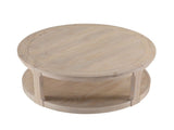40inch Large Curved 2 Tier Traditional Round Circle Wooden Center Coffee Table,Rounded Table with W2582P202644