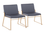 Contemporary Dining Chair in Gold Steel and Grey Faux Leather - Set of 2 B202P223499