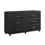 Contemporary Design Black Dresser 1pc 6x Drawers Faux Leather Upholstery Plywood Engineered Wood B011134406
