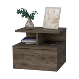 Dark Walnut 2-Tier Shelf Floating Nightstand B062P175810