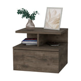 Carthage Nightstand with 1-Drawer, 1-Open Storage Shelf and Wooden Legs B128P148684