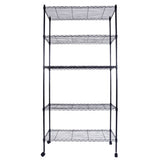 5-Layer Plastic Coated Iron Shelf with 1.5" Nylon Wheels 165*90*35 Black 40565502