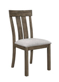 2pc Brown Oak & Gray Fabric Dining Chair Rustic Farmhouse Style Standard Dining Height Upholstered B011P147700