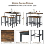 ZUN 5PC Dinging table set with high stools, structural strengthening, industrial style. Rustic 17272956