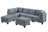 Living Room Furniture Tufted Corner Wedge Grey Linen Like Fabric 1pc Cushion Nail heads Wedge Sofa B011119654