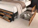 Queen Size Bed Frame with 8 Storage Drawers, LED Headboard with Charging Station, Metal Platform Bed W2129P269875