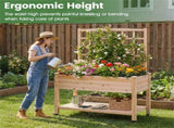 47" Raised Garden Bed with Trellis & Rolling Wheels, Mobile Fir Wood Planter Box for Climbing Plants 08015692