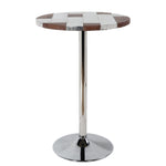 ZUN Retro Brown and Aluminum Pedestal Bar Table B062P189152