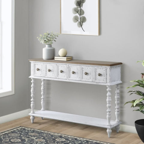 ZUN Dark Charcoal and Antique White Console Table B062P186434