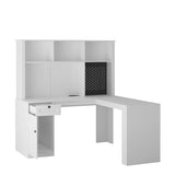 ZUN L Shaped Desk with outlet, Computer Desk with Drawers, Bookshelf & Hutch, Modern Corner Desk, Home 06069897