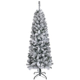 ZUN 6 FT Snow Flocked Hinged Tree, Artificial Pencil Tree, Unlit Artificial 08941158