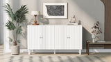 U_STYLE Elegant Four-Door Sideboard with Wavy Pattern Doors, Cylindrical Legs, and Sleek Metal N711P186790K
