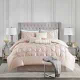 7 Piece Tufted Comforter Set Blush Full B03597145