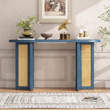 TREXM Farmhouse Rattan Console Entryway, Narrow Console with Storage, Hallway N715P245743M