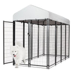 ZUN 8x4x6 FT Outdoor Dog Kennel for Large Dogs, Heavy Duty Welded Wire Steel Dog Playpen Fence with 75545650