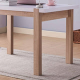 Dining Table Solid Wood Four Leg Posts Two Tone Color Thick Sturdy Hollow Core Construction Table B107P353131