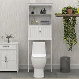 ZUN Over The Toilet Rack 2 -Tier Toilet Bathroom Spacesaver Storage Shelf with 2 Doors Wood Storage 95065143