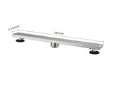 28 Inch Linear Shower Drain with Removable Square Patterned Grate, 304 Stainless Steel with Hair 67953825