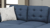 ZUN Reversible 3pc Sectional Sofa Set Navy Tufted Polyfiber Wood Legs Chaise Sofa Ottoman Pillows B01149073