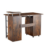 ZUN D&N solid wood computer Desk,office table with PC droller, storage shelves and file cabinet , two 41301017