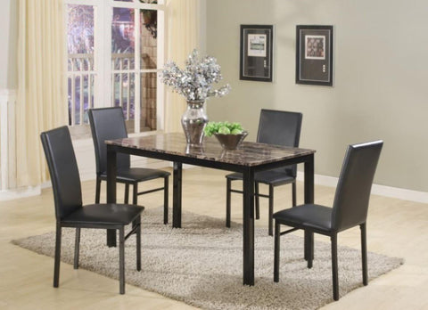 ZUN 5-Peice Black Dinette Dining Table Set Rectangular Faux Granite Top Upholstered Parson Chairs Dining B011P243233