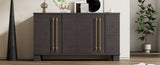 TREXM Wood Traditional Style Sideboard with Adjustable Shelves and Gold Handles for Kitchen, Dining N715P232696N