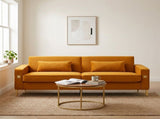 FX-P18-ORLuxury Velvet Sofa with Gold Accents - Modern 3-Seat Couch with Plush Cushions, W57649842