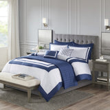 8 Piece Comforter and Quilt Set Collection Navy Full/Queen B03597092