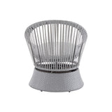 26.7" Modern Silver Wicker Lounge Chair with xianRattan and Iron Frame, Featuring a Stylish Round N767P237032G