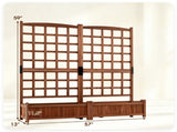 Rustic Brown Elevated Planter with Lattice Trellis, Dual Large Planting Boxes with Drainage System 67310581