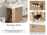 21.6" bathroom vanity with ceramic sink, freestanding modern right door wood grain cabinet with open N729P285503N