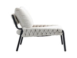 Modern Accent Lounge Chair with Braided Upholstery and Metal Frame, Comfortable Armchair for Living 89231401