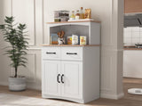 Wooden Kitchen Cabinet White Pantry Storage Microwave Cabinet with Storage Drawer W40953988