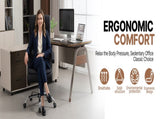 Executive Office Chair High Back PU Leather Desk Chair with Spring Seat Cushion, Ergonomic Swivel W3835P483845