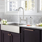 Double Handle Bridge Kitchen Faucet with Side Spray W928P166761