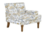 Accent Chair, Floral Armchair, Nailhead Trim, Gold and Grey Decor, Solid Wood Legs, Farmhouse W5568P445701