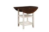 White and Dark Cherry Finish 1pc Counter Height Table with 2x Bottom Shelves Drop Side Leaf Kitchen B011P239558