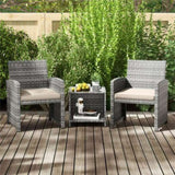 White 3 Pieces Patio Furniture Set with Tempered Glass Coffee 54671304