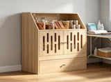 Pet Food Storage Cabinet Dog Feeding Station, with 2 Elevated Bowls & Slow-Feed Mat for Dogs & Cats 56619351