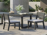 Outdoor Acacia Wood Armless Dining Chair with Cushions , Sandblasted Dark Light 60320.00SDGRY