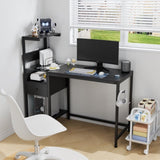 ZUN Computer Desk with Power Outlet & Storage Shelves, Study Writing Table with USB Ports Charging 20137043